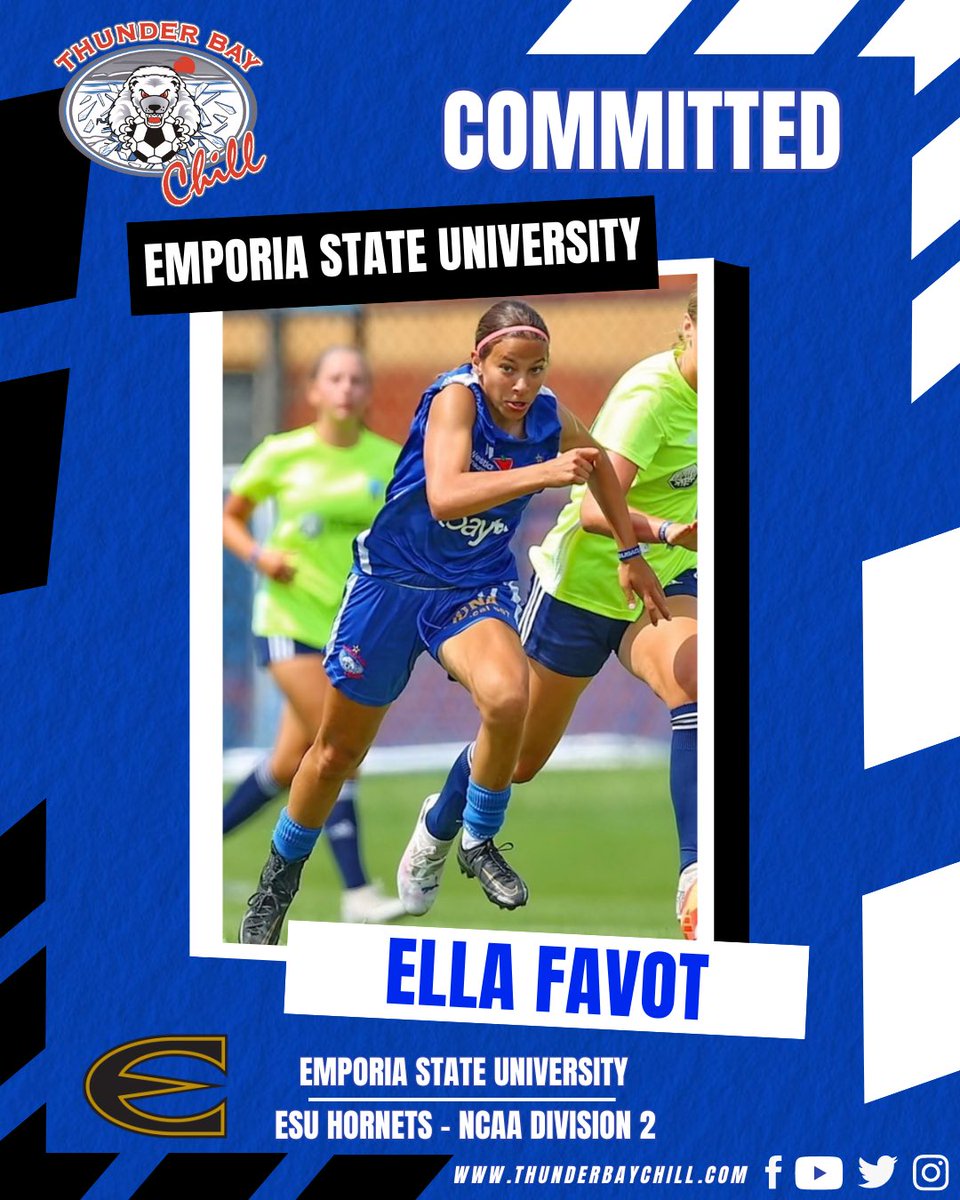 🚨College Bound🚨

A big congratulations to Chill youth player Ella Favot, who has committed to playing college soccer next fall at Emporia State University! - We can’t wait to watch you succeed on and off the field! ⚽️🎓

Ella 🗣️:
“I owe a special thank you to the coaches and my