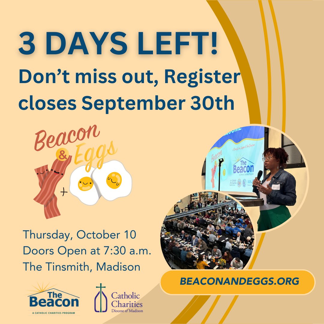 beaconhelps's tweet photo. Time is running out! Only 3 days left to register for our inspiring community event at The Tinsmith on Oct. 10. Join us in supporting The Beacon's vital work. Reserve your spot now at https://t.co/iJr3a1bD1u #LastChance #MadisonCares https://t.co/BWJGaV1uFC