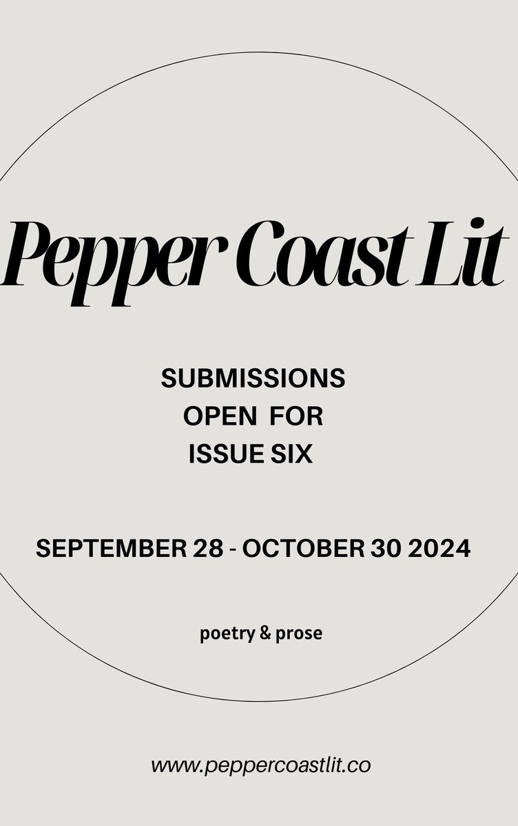 We are currently considering submissions for our sixth issue. Please find our submission guidelines at peppercoastlit.co/submit.html
