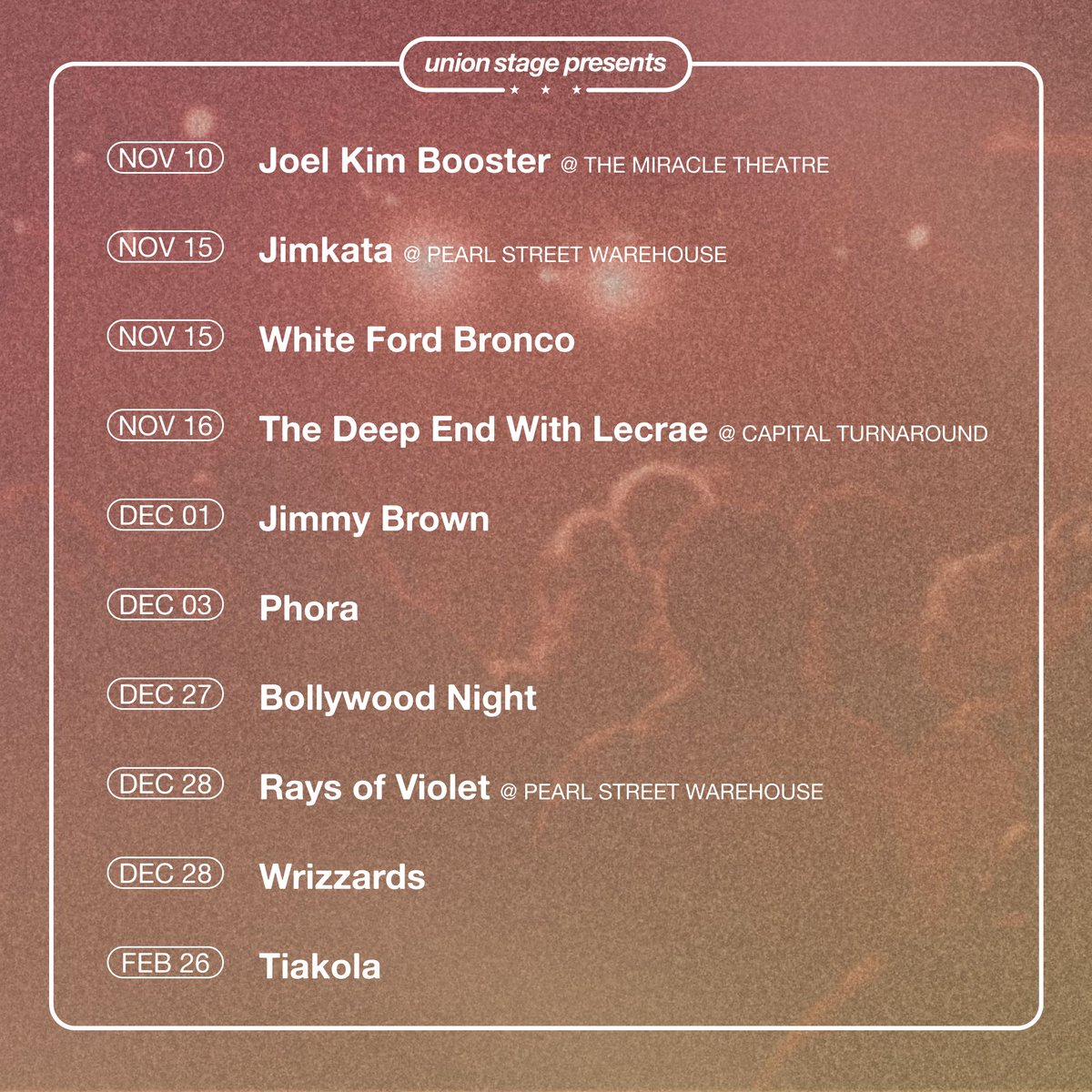 NEW SHOWS ON SALE NOW! ✨ 

Tickets available at unionstage.com