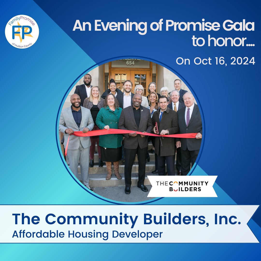 FP_Hudson's tweet image. The Community Builders, Inc. (TCB) is the final honoree at our upcoming cocktail party, “An Evening of Promise Gala: Bridging A Better Future Together!”

TCB works across NJ and NY to develop, finance, and operate affordable and mixed-income residential communities...