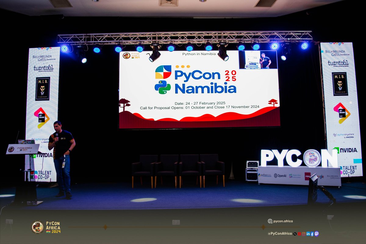 Pycon Africa (@pyconafrica) on Twitter photo Shaun De Ponte officially announced <a href="/PyConNA/">PyCon Namibia</a> (Namibia) 2025 at #PyConAfrica2024 today. A Decade of Open Source community in Namibia. Shaun De Ponte officially announced <a href="/PyConNA/">PyCon Namibia</a> (Namibia) 2025 at #PyConAfrica2024 today. A Decade of Open Source community in Namibia.