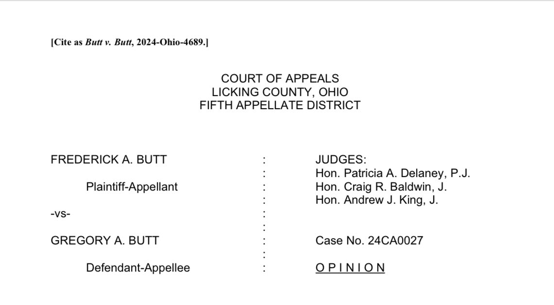 The case of Butt v Butt in Licking County is REAL