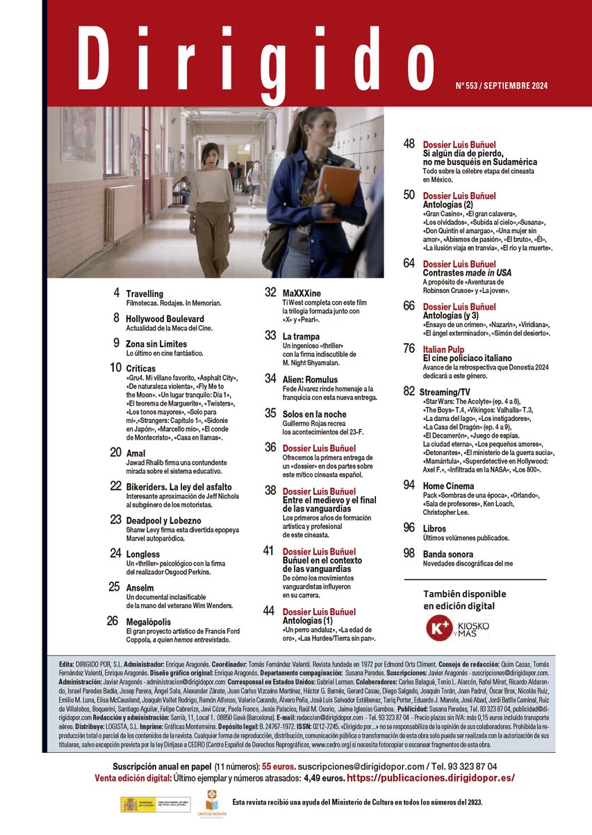 Por causas técnicas ajenas a nuestra voluntad, recuperamos aquí la portada y el sumario del número de septiembre...