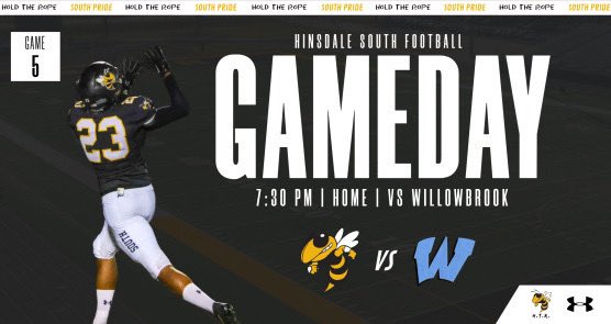 Homecoming GAMEDAY. 

⌚️: 7:30 PM
🏟️: Hinsdale South HS

#SouthPRIDE #HoldTheRope