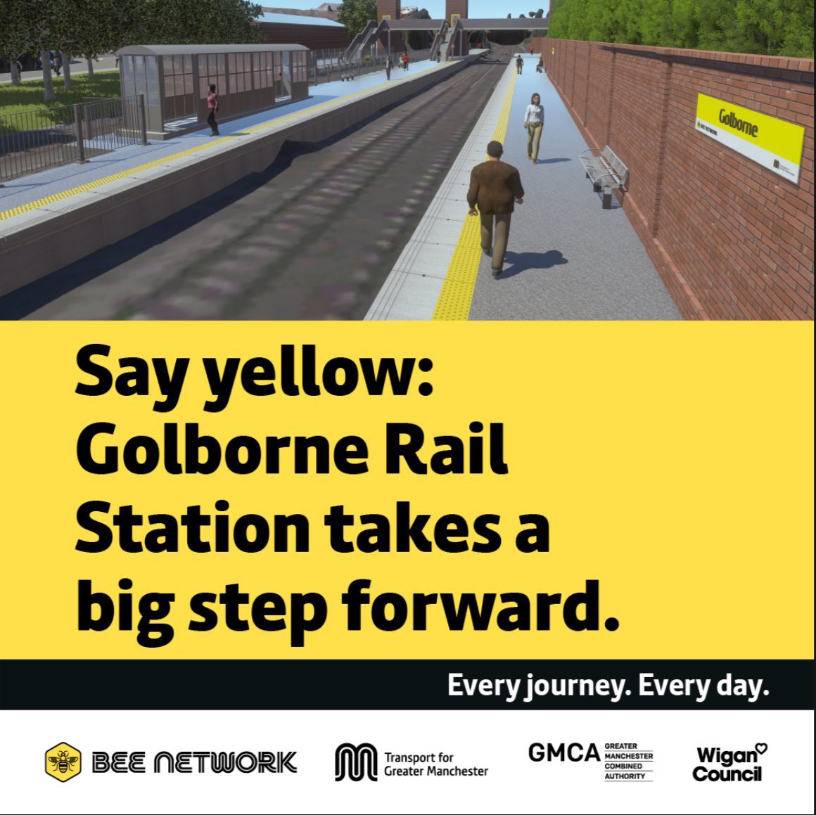 AndyBurnhamGM's tweet photo. Some big steps forward agreed today at our @greatermcr meeting:

🐝 go-ahead for Golborne station - to be open by 2027

🐝 extension of free bus travel to age 25 for our care leavers

🐝 weekly bus travel reduced to £15 for those buying annual bus passes via GM credit unions https://t.co/aEIdarmozB
