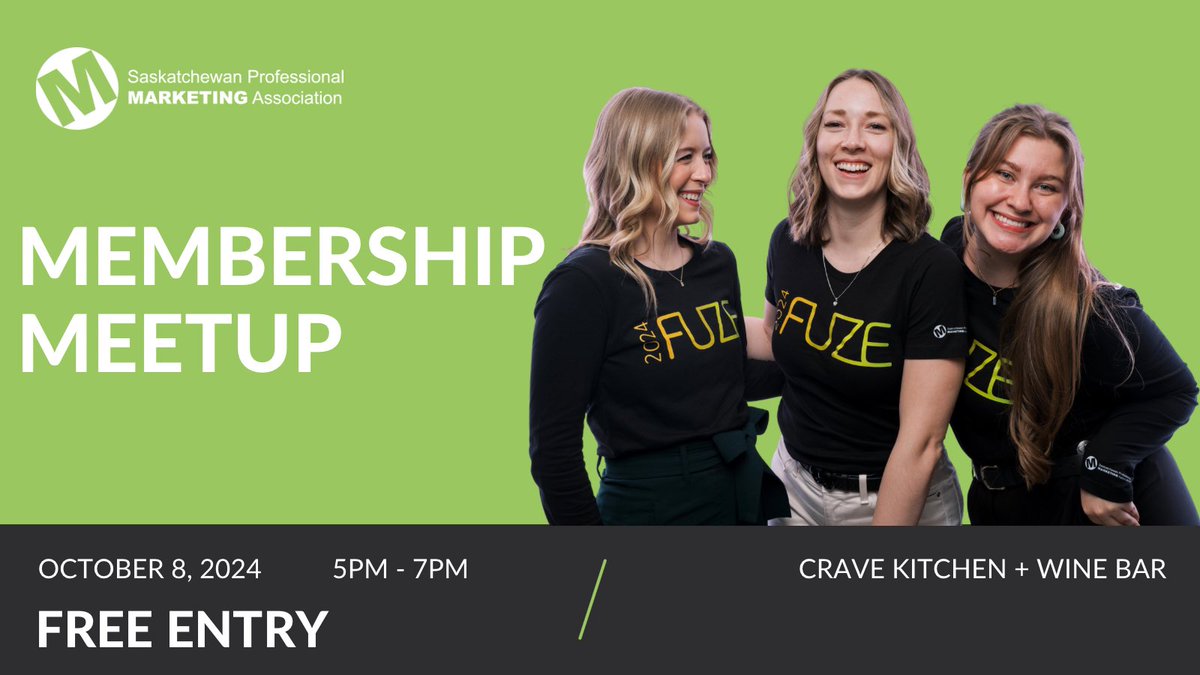 🚨 We’re back after summer &amp; kicking things off with a FREE networking event in YQR—plus SNACKS! 🍴🍷

Come join the SPMA crew for good vibes, new connections, and great food! 

🗓️ Tues, Oct 8, 2024  
⏰ 5:00 PM  
📍 Crave Kitchen + Wine Bar

RSVP here ➡️ eventbrite.ca/e/spma-members…