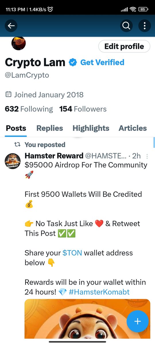 LamCrypto's tweet photo. @HAMSTERREWARD All Done!

Here is my wallet: EQD5mxRgCuRNLxKxeOjG6r14iSroLF5FtomPnet-sgP5xNJb https://t.co/iW3ZrGVicA