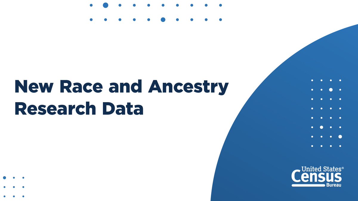 Compare #race and #ancestry data, side by side, for over 100 population groups with new research data.

This release is part of our ongoing efforts to research similarities between data from the #AmericanCommunitySurvey race and ancestry questions.

➡️ census.gov/newsroom/press…