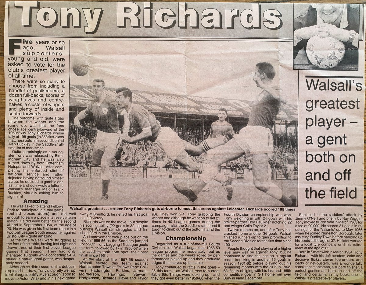 September 27th – OTD in 2003: The 'Sporting Star' looks back on the career of Tony Richards and his 1998 Greatest Player award.