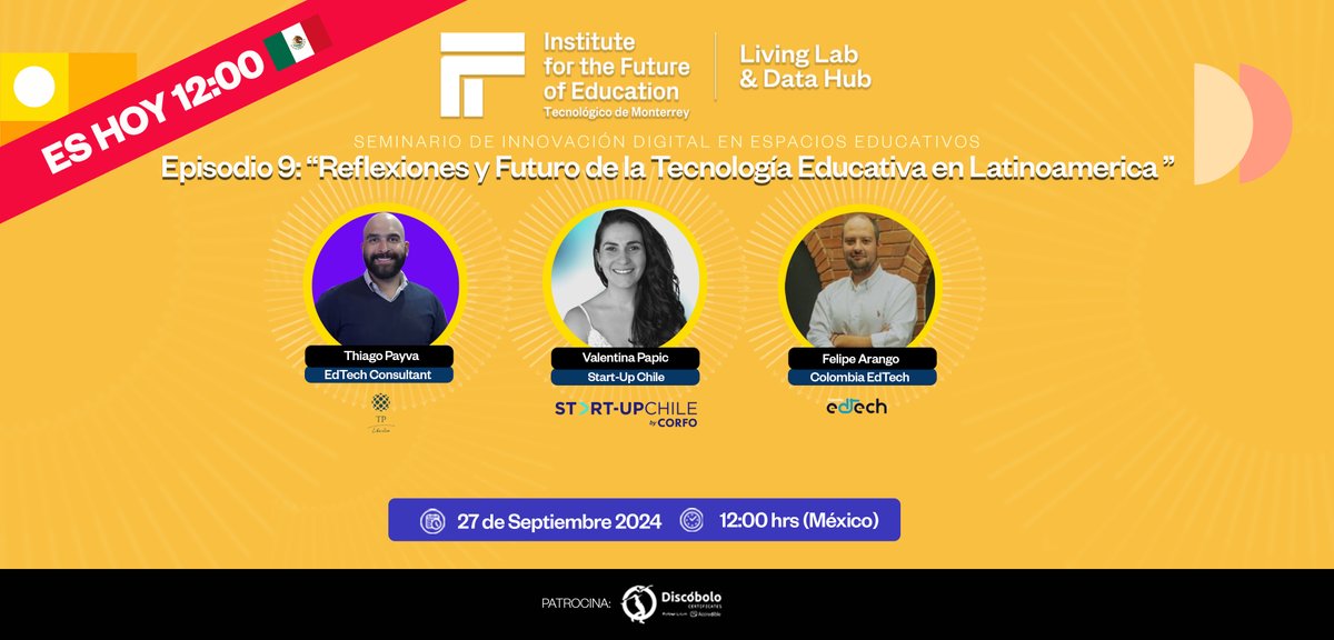 ¡Hoy a las 12:00! No te pierdas el webinar SIDEE episodio 9 con líderes EdTech de LATAM. Inscríbete aquí 👉 cutt.ly/eeRQdEfI. ¡Te esperamos! 🚀
cc <a href="/SEP_mx/">SEP México</a> <a href="/UNESCOSantiago/">UNESCO Santiago</a> <a href="/Universia/">Universia</a>