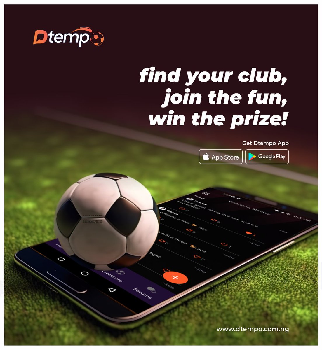 DtempoApp's tweet photo. Experience the thrill of accurate bet predictions, enjoy football bants, and win top prizes, only on DTempo App 🚀

#DTempoConnect #MatchPrediction #Bet #Win #Connect https://t.co/0w0l5T1nuu