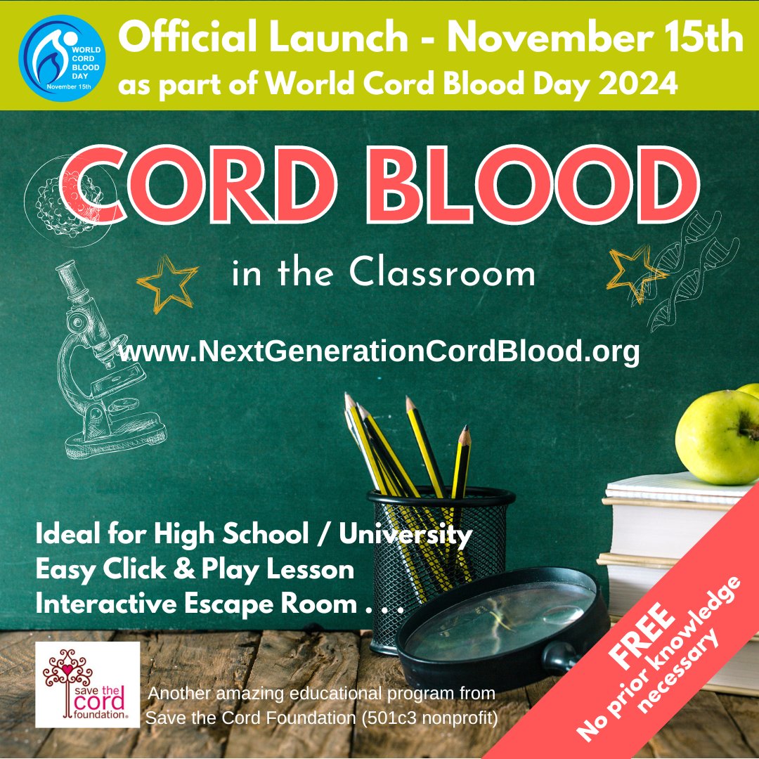 NEW! Launching NOV 15th: Cord blood: Future of medicine! 🧬  New program teaches high school &amp; college students about #cordblood #stemcells &amp; their power to treat diseases like #leukemia &amp; #lymphoma. Empower the next generation of healthcare heroes!  ➡️ app.sosha.ai/s/arSIJJLA