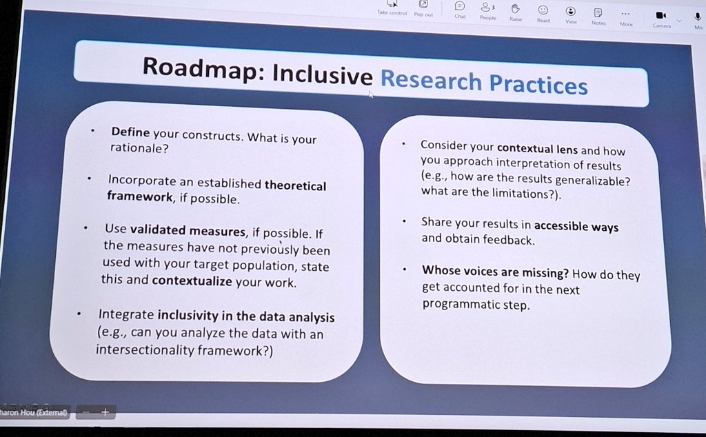 suzie_guerin's tweet photo. Another great roundtable at #IPOS2024. Thanks to @sharonhjhou, @ZwickerHailey &amp; @JennyDuong_PSO for very practical guidance on achieving more equitable, inclusive, and culturally responsive research with #AYACs https://t.co/uH8aDJLS6i