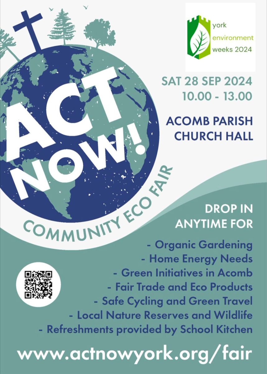 StNicksFields's tweet photo. Our Green Corridors officer, Beki will be at the ACT NOW community eco fair this weekend. Pop in and chat to her about Acomb's Green Corridors.
10 - 1pm at Acomb Parish Hall. 

ACT NOW! for a sustainable Acomb. Part of York Environment Weeks 2024 #YEW #GreenCorridorsYork https://t.co/3MeMXG0lWw