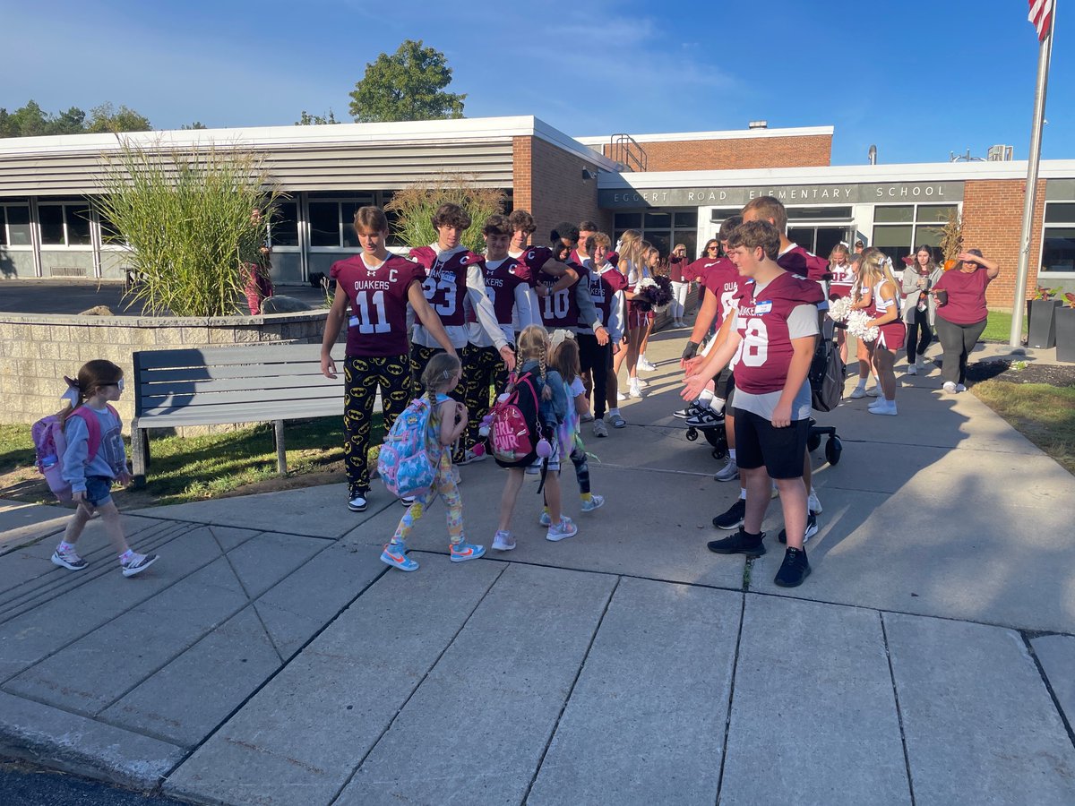 Greeting the Eggert Elementary students.