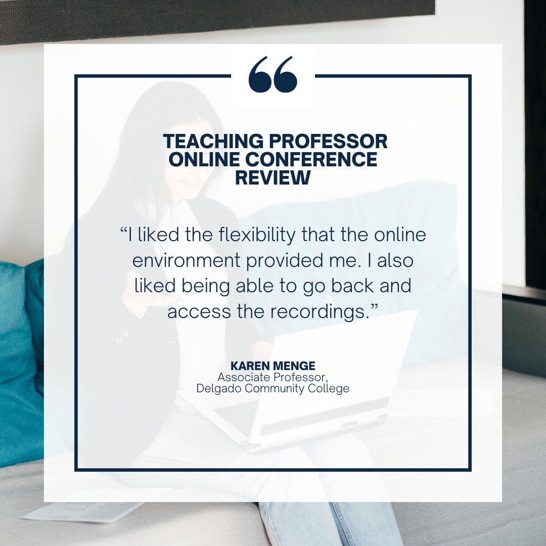 Magnapubs's tweet image. Thank you, Karen Menge, for your feedback! ✨

Join us for the Teaching Professor Online Conference happening October 22-24, 2024. 

Register today!
magnapubs.com

#teachingprofessor #onlinelearning #facultydevelopment #studentsuccess