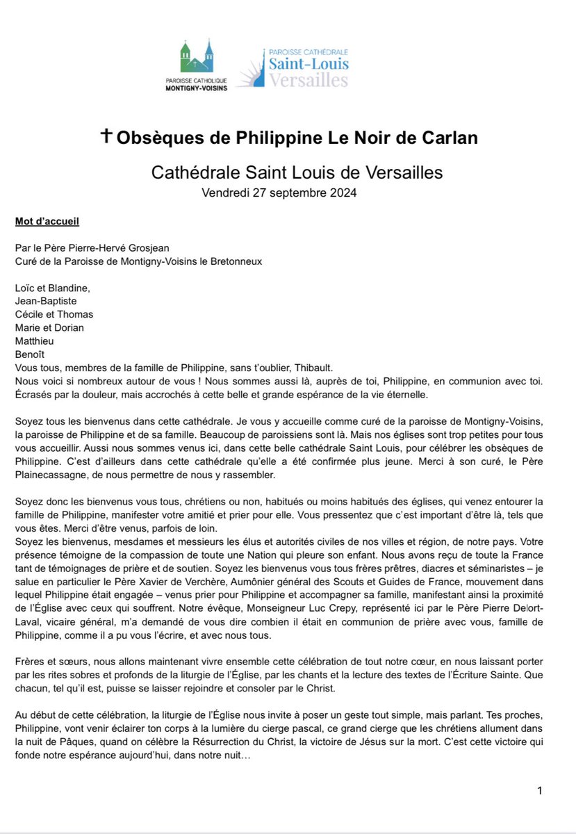 romumartinik's tweet photo. L’homélie du Père Grosjean pour les obsèques de #Philippine https://t.co/fJBpK38aLO