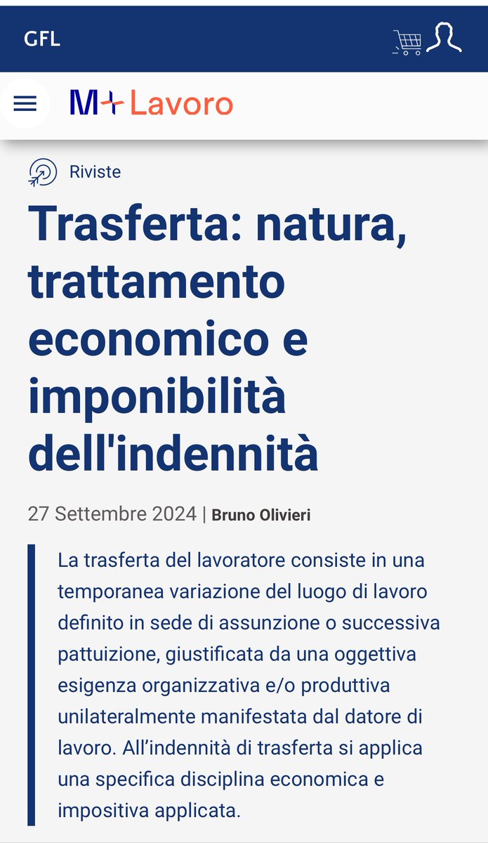 Su #mementopiù Giuffrè Francis Lefebvre continuiamo ad approfondire il tema della #variazione del #luogo di lavoro trattando caratteristiche e criticità della #trasferta.

Articolo completo disponibile nell’area riservata mementopiu.it/lavoro/dettagl…

#studiocommercialeolivieri