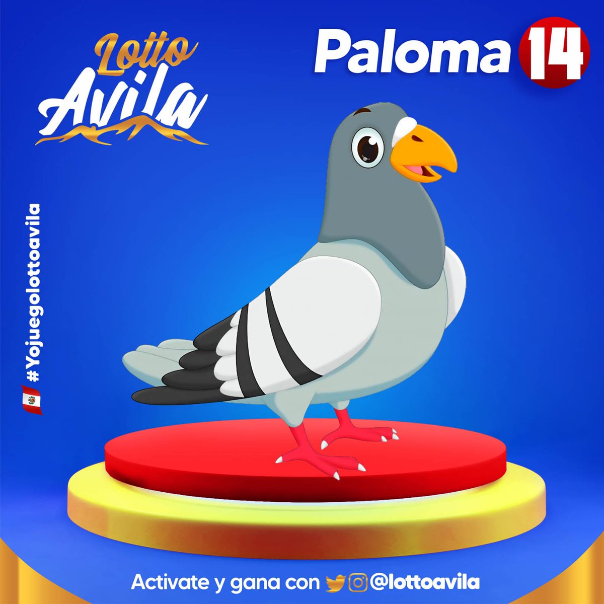 Resultado Sorteo 
27/09/2024
09:00 AM
14 - PALOMA 
#LottoAvila