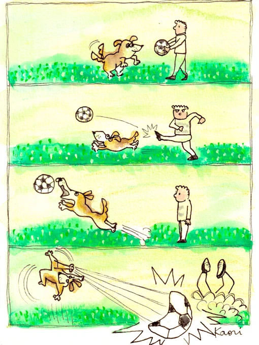 #4コマ漫画 #犬
ボールで遊んであげますよ〜⚽️ 