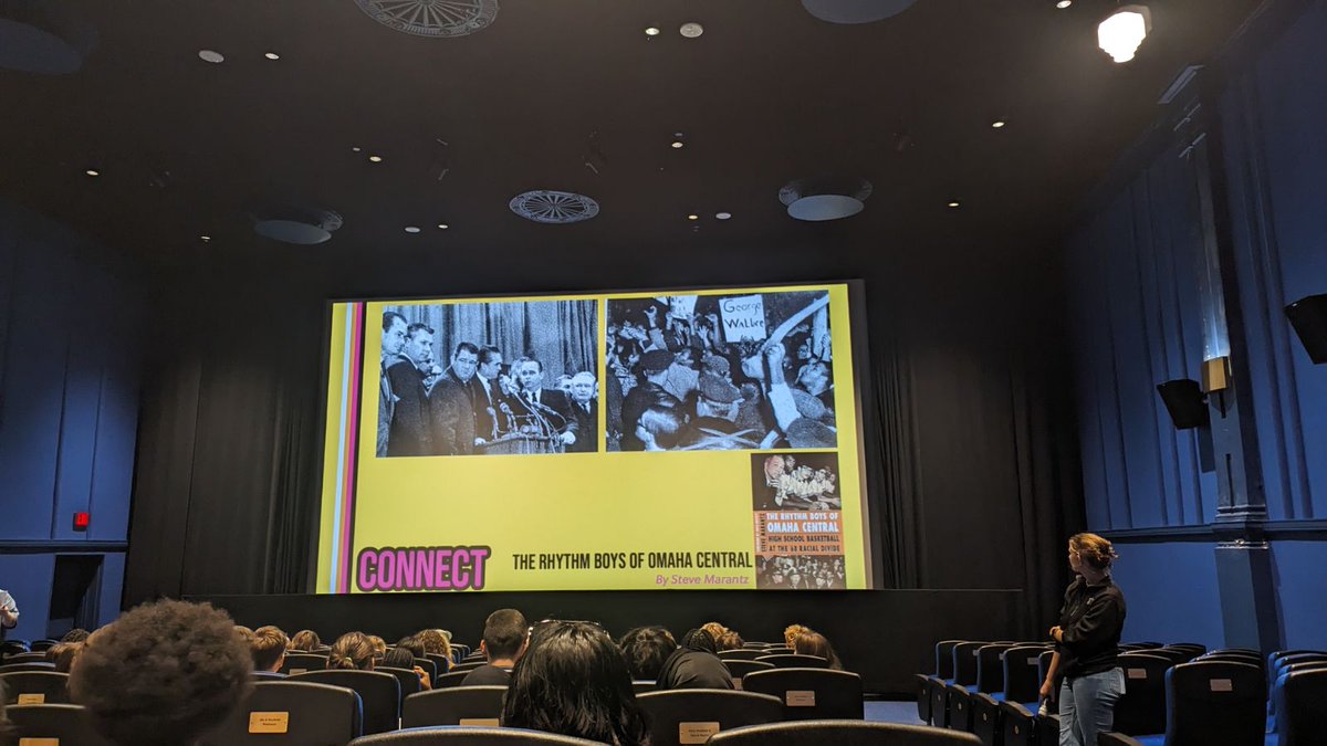 OPSCentralHigh's tweet photo. Mrs. Porter's AP Language and Composition classes took the ORBT to Dundee Theater to see the 1966 Omaha documentary A Time for Burning.  Central is lucky to have Film Streams as a partner in education! #EaglesSoarAbove #CHSDowntownProud https://t.co/BUO9f6Njes