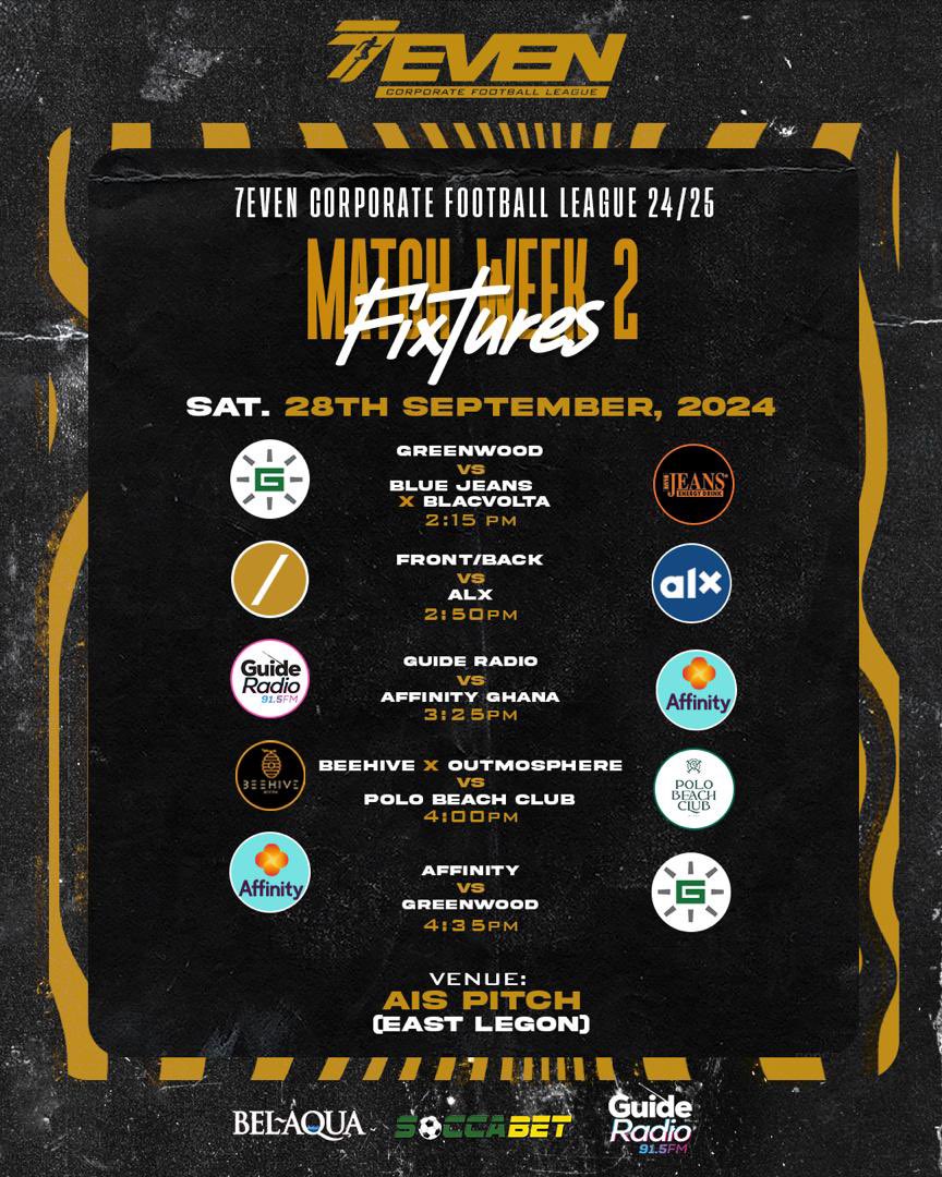 Meshachmensah11's tweet photo. This fixtures are mad 🔥🏆

#7evenCorporateLeague https://t.co/3ZylY74Kfn