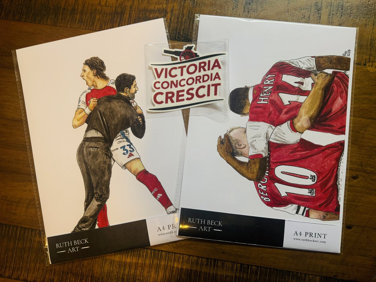 ruthbeckart's tweet image. 🚨 #GiveawayAlert  🚨

When (positive thoughts) we beat Leicester a lucky person will win two @Arsenal A4 prints (pictured)  and one of my VCC Car stickers 

Just Follow me, like and RePost this post to enter and I’ll make the draw after the game GOOD LUCK 😉 

#ARSLEI #Giveaway