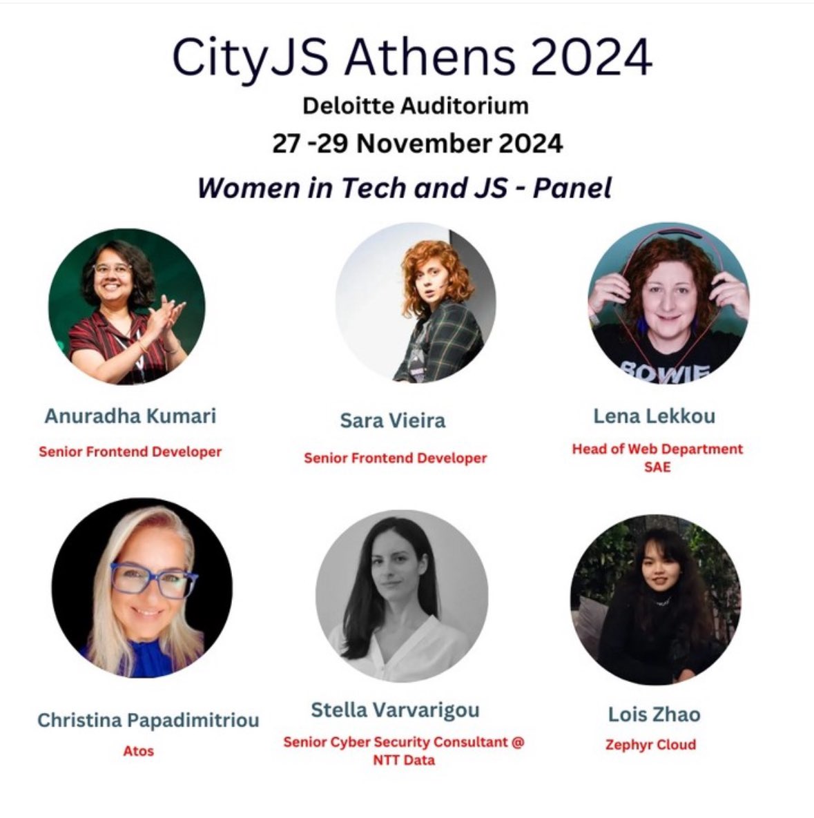 CityJS Conferences (@cityjsconf) on Twitter photo Join top experts at 'Exploring the Future of Tech & JavaScript' to dive into tech trends, and dev best practices!
<a href="/miracle_404/">Anuradha Kumari</a>
<a href="/NikkitaFTW/">Sara Vieira</a>
<a href="/LenaLekkou/">Lena Lekkou</a>
<a href="/christinapap/">Christina Papadimitriou</a>
<a href="/svarvarigou/">Stella Varvarigou #DevoxxGR</a>
<a href="/zmzlois/">Lois</a> Join top experts at 'Exploring the Future of Tech & JavaScript' to dive into tech trends, and dev best practices!
<a href="/miracle_404/">Anuradha Kumari</a>
<a href="/NikkitaFTW/">Sara Vieira</a>
<a href="/LenaLekkou/">Lena Lekkou</a>
<a href="/christinapap/">Christina Papadimitriou</a>
<a href="/svarvarigou/">Stella Varvarigou #DevoxxGR</a>
<a href="/zmzlois/">Lois</a>