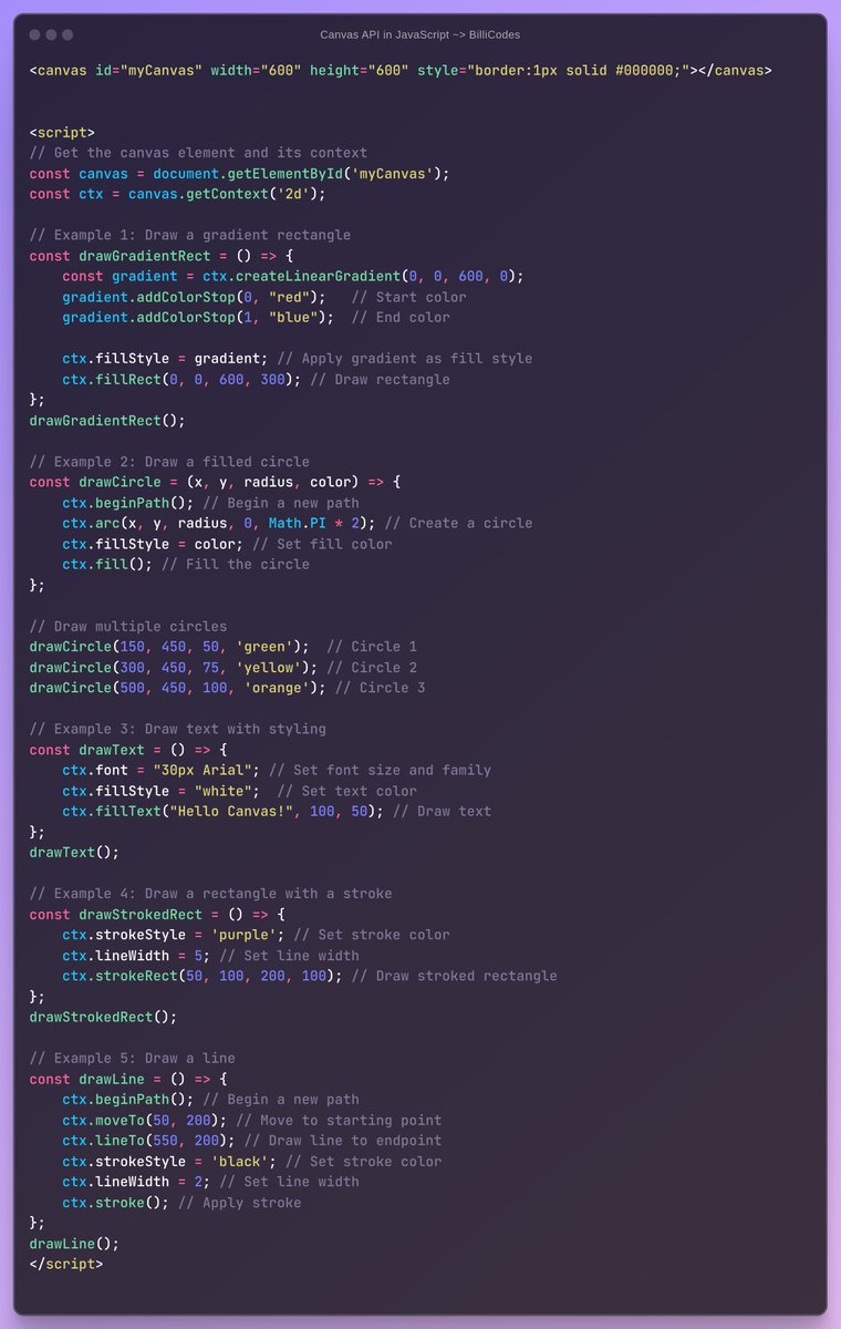 BilliCodes's tweet photo. Canvas API in JavaScript - Absolute beginners https://t.co/QG4AbrrOMc