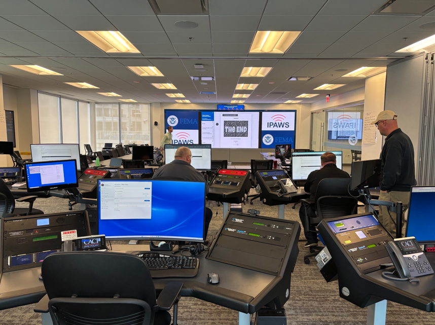 YCOEM's tweet image. On Wednesday, emergency management and 911 representatives from York, Cumberland and Lebanon counties made the trip to the FEMA IPAWS Technical Support Services Facility at the National Harbor near Washington, DC, to learn about the latest upgrades to the federal system #IPAWS