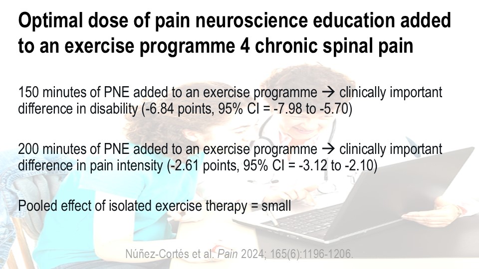 Dear X Friends, very useful information about dosing #pain science #education together with #exercise therapy for chronic #spinal pain. Excellent work by Joaquín Salazar-Méndez, @AnneleenM_ , <a href="/quilluch/">quique lluch girbés</a> et al. <a href="/PAINthejournal/">PAIN Journal</a>  👏👏journals.lww.com/pain/abstract/…