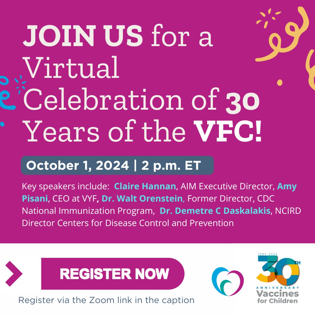 Vaxyourfam's tweet photo. ๐ Celebrate 30 years of the Vaccine for Children (VFC) Program on Oct. 1 at 2 PM ET! ๐ Join us for inspiring talks from leaders who've saved over 1.1 MILLION lives!
Register now: https://t.co/7XhCeXUydc
@AIMimmunization
#VFC30 https://t.co/L3nf2cEDWm