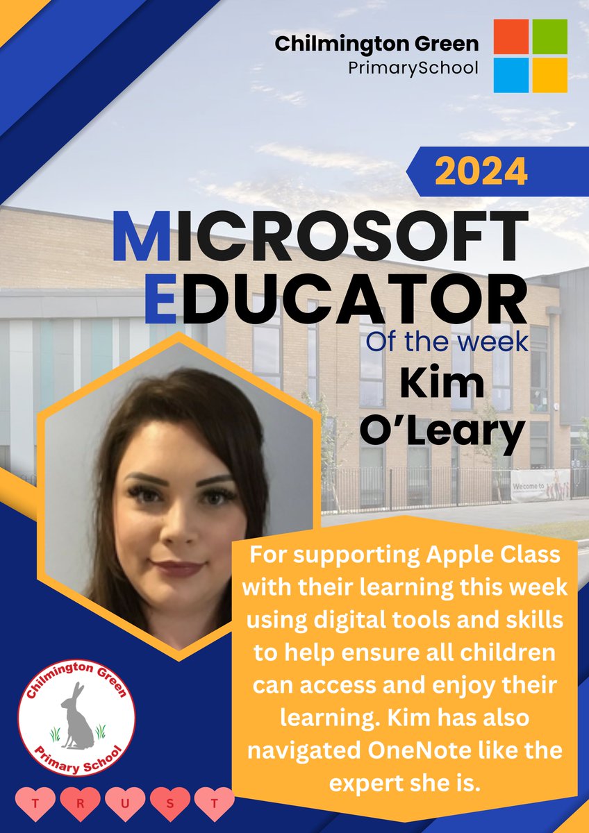 ChilmingtonTN23's tweet photo. π Shoutout to Ms O'Leary, our Microsoft Educator of the Week! Kim has supported Apple Class with amazing digital tools, making learning accessible for all. π #InclusiveLearning #MEOfTheWeek #MIEExpert @MSEducationUK @MicrosoftEDU #EdTech #DigitalTransformation @thestouracademy https://t.co/cVYdEkBdFd