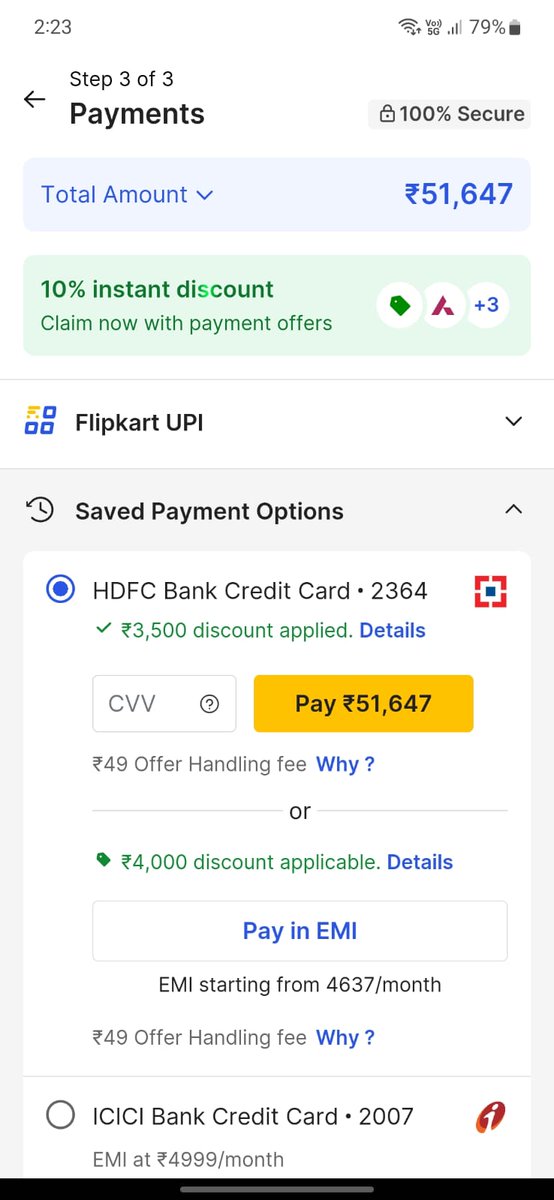 patidarpawan111's tweet photo. @HDFC_Bank @HDFCBank_Cares 
Dear HDFC when in my first purchase or iphone15  from @Flipkart you offered discount of 2000 and when I tried second purchase you offered discount of 3500 
And when I raise same issue with support team they told me products are different 
#fraud #HDFC https://t.co/0u3WTZWGyn