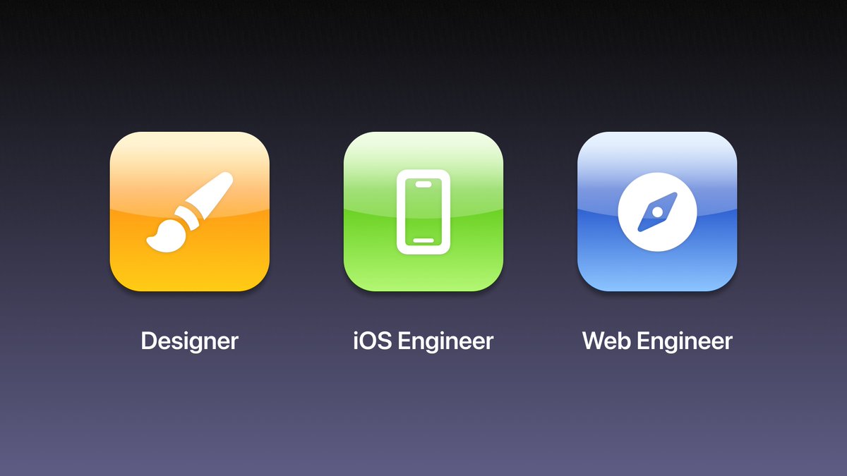 "A designer, an iOS engineer, and a web engineer. Are you getting it? These are not three separate people. This is one person. And we're calling it a design engineer."