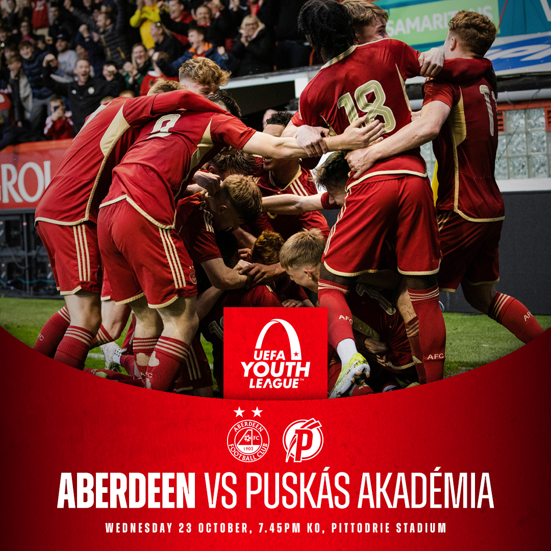 AberdeenFC's tweet photo. Our young Dons enter the second round of the @UEFAYouthLeague 👊

Help support our 2023/24 league winners at Pittodrie ⬇