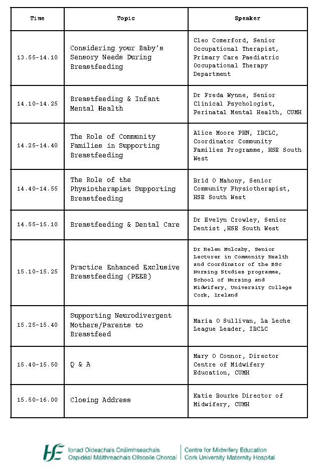 Save the date🗓️ Upcoming study day to celebrate National Breastfeeding Week facilitated by the Cork and Kerry Intergrated Infant Feeding Commitee. Open to all staff, Register now via HSEland.