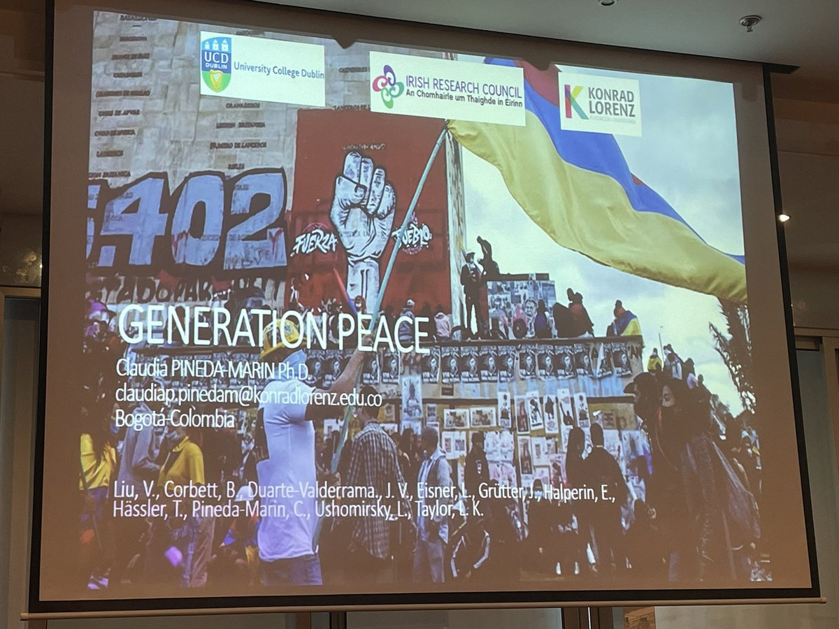 Laura K Taylor 💙💛 (@lauraktaylorphd) on Twitter photo Claudia Pineda Marin from <a href="/ukonradlorenz/">U. Konrad Lorenz</a> now presents at <a href="/EARAdolescence/">EARA Adolescence</a> #EARA2024.
Our amazing collaborator from <a href="/GnrtnPeace/">GnrtnPeace</a> funded by <a href="/IrishResearch/">We are now Research Ireland</a>.
Sharing the mixed methods findings on how adolescents and young adults in #Colombia are building #peace. Claudia Pineda Marin from <a href="/ukonradlorenz/">U. Konrad Lorenz</a> now presents at <a href="/EARAdolescence/">EARA Adolescence</a> #EARA2024.
Our amazing collaborator from <a href="/GnrtnPeace/">GnrtnPeace</a> funded by <a href="/IrishResearch/">We are now Research Ireland</a>.
Sharing the mixed methods findings on how adolescents and young adults in #Colombia are building #peace.