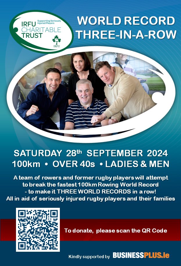 IRFUCharitableTrust (@irfuchartrust) on Twitter photo Very excited for tomorrow’s World Record Row fundraiser.
Please cheer them on by donating irfucharitabletrust.enthuse.com/cf/three-in-a-…
<a href="/IrishRugby/">Irish Rugby</a> <a href="/BusinessPlusMag/">Business Plus</a> <a href="/Gordonwdarcy/">Gordon D'Arcy</a> <a href="/SanitaPuspure/">Sanita Puspure OLY</a> <a href="/NoraStapleton/">Nora Stapleton</a> <a href="/KMcLaughlin6/">Kevin McLaughlin</a> <a href="/malcolmokelly/">Malcolm O'Kelly</a> <a href="/wa22y/">David Wallace</a> <a href="/NigelOsborne/">Nigel Osborne</a> <a href="/leinsterrugby/">Leinster Rugby</a> Very excited for tomorrow’s World Record Row fundraiser.
Please cheer them on by donating irfucharitabletrust.enthuse.com/cf/three-in-a-…
<a href="/IrishRugby/">Irish Rugby</a> <a href="/BusinessPlusMag/">Business Plus</a> <a href="/Gordonwdarcy/">Gordon D'Arcy</a> <a href="/SanitaPuspure/">Sanita Puspure OLY</a> <a href="/NoraStapleton/">Nora Stapleton</a> <a href="/KMcLaughlin6/">Kevin McLaughlin</a> <a href="/malcolmokelly/">Malcolm O'Kelly</a> <a href="/wa22y/">David Wallace</a> <a href="/NigelOsborne/">Nigel Osborne</a> <a href="/leinsterrugby/">Leinster Rugby</a>