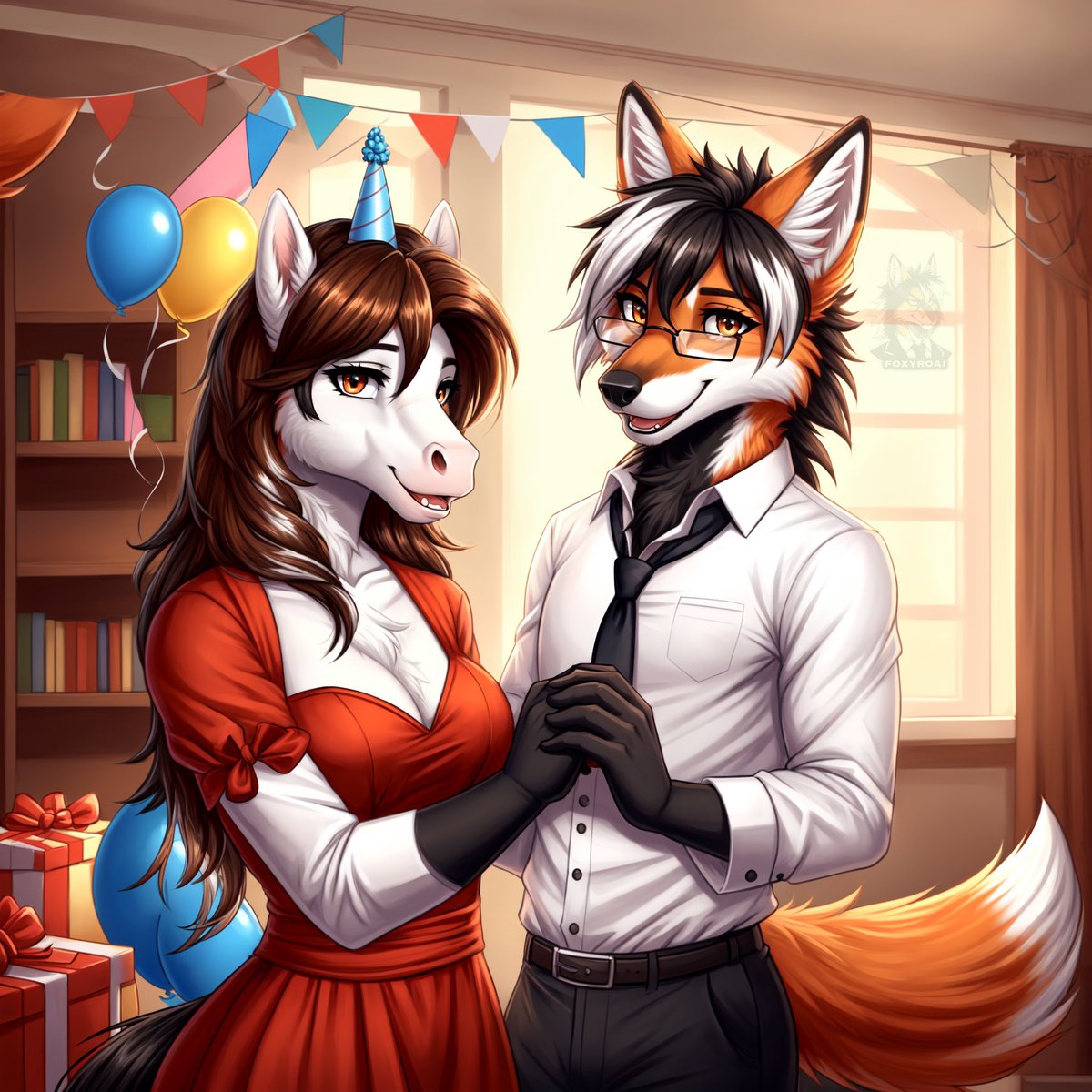 FoxyroAI's tweet photo. Happy birthday to you, my dearest @1SweetMon! May your day be as bright as beautiful you are ^^ You’re amazing, you deserve nothing but the best 🩵 I love you from the bottom of my heart🩵
#furry #furryaiart #AIart https://t.co/ynvReKJ5HV