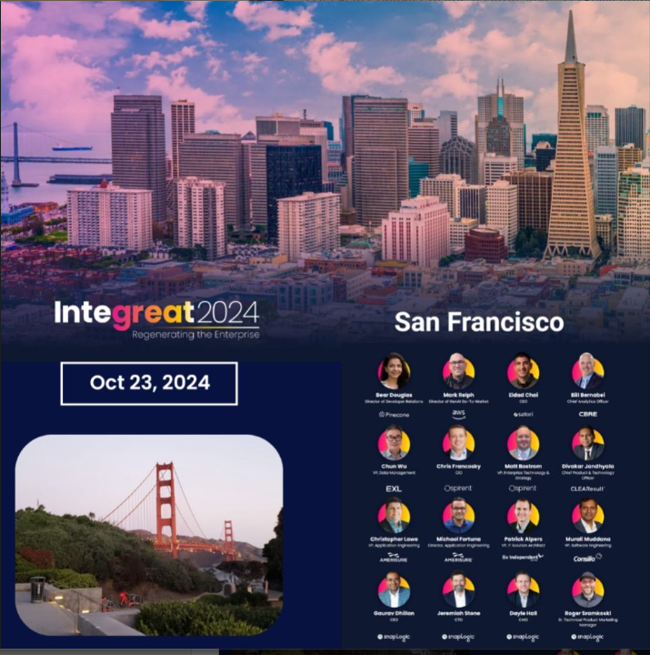 On October 23rd, 
<a href="/SnapLogic/">SnapLogic</a>'s Integreat Tour is coming to San Francisco for a full day of expert sessions and hands-on workshops focused on generative AI and integration technologies.

Highlights include:
Gaurav Dhillon (<a href="/gdhillon/">Gaurav Dhillon</a>), SnapLogic CEO, will explore how AI is