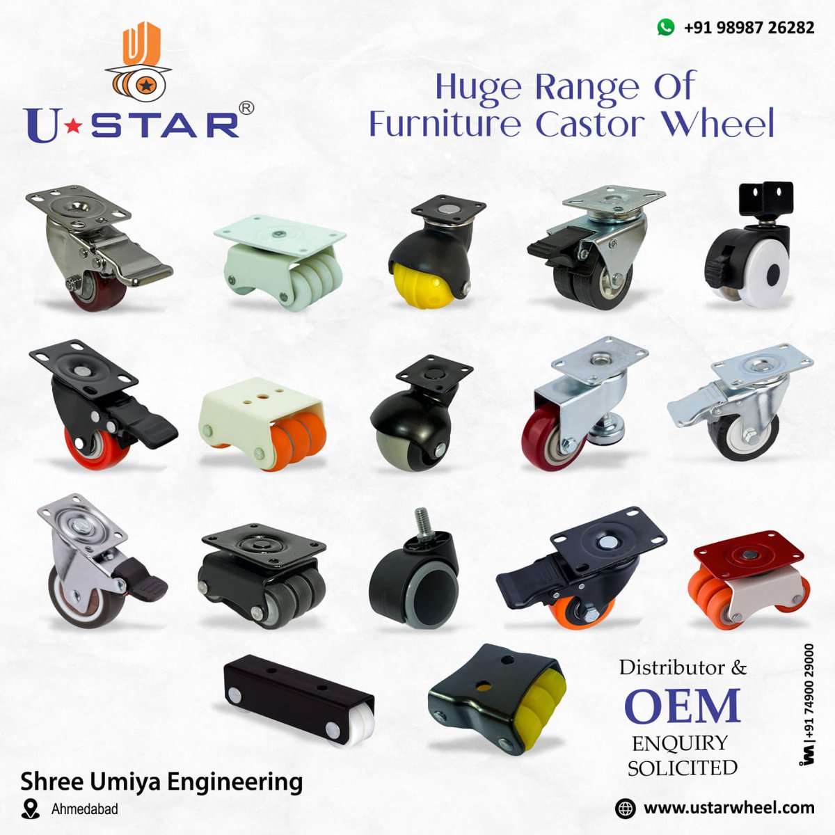 ibais_hardware's tweet photo. SHREE UMIYA ENGINEERING - AHMEDABAD

For enquiry via WhatsApp click:
https://t.co/USsdJCYTqU

Mr. Jayesh Patel - +91 98987 26282
#casterwheel #trolleywheel #furniturecastorwheel #furniturefitting #hardwareaccessories #hardware
.
@ibais_hardware https://t.co/V95nXw7SNL