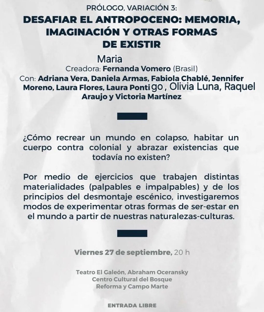 Dada13's tweet photo. Hoy por fin presentaremos en el Teatro El Galeón del Centro Cultural del Bosque un experimento de desmontaje escénico que no se repetirá. ¡Vengan! 8pm Es entrada libre. https://t.co/OZc3C4yjer
