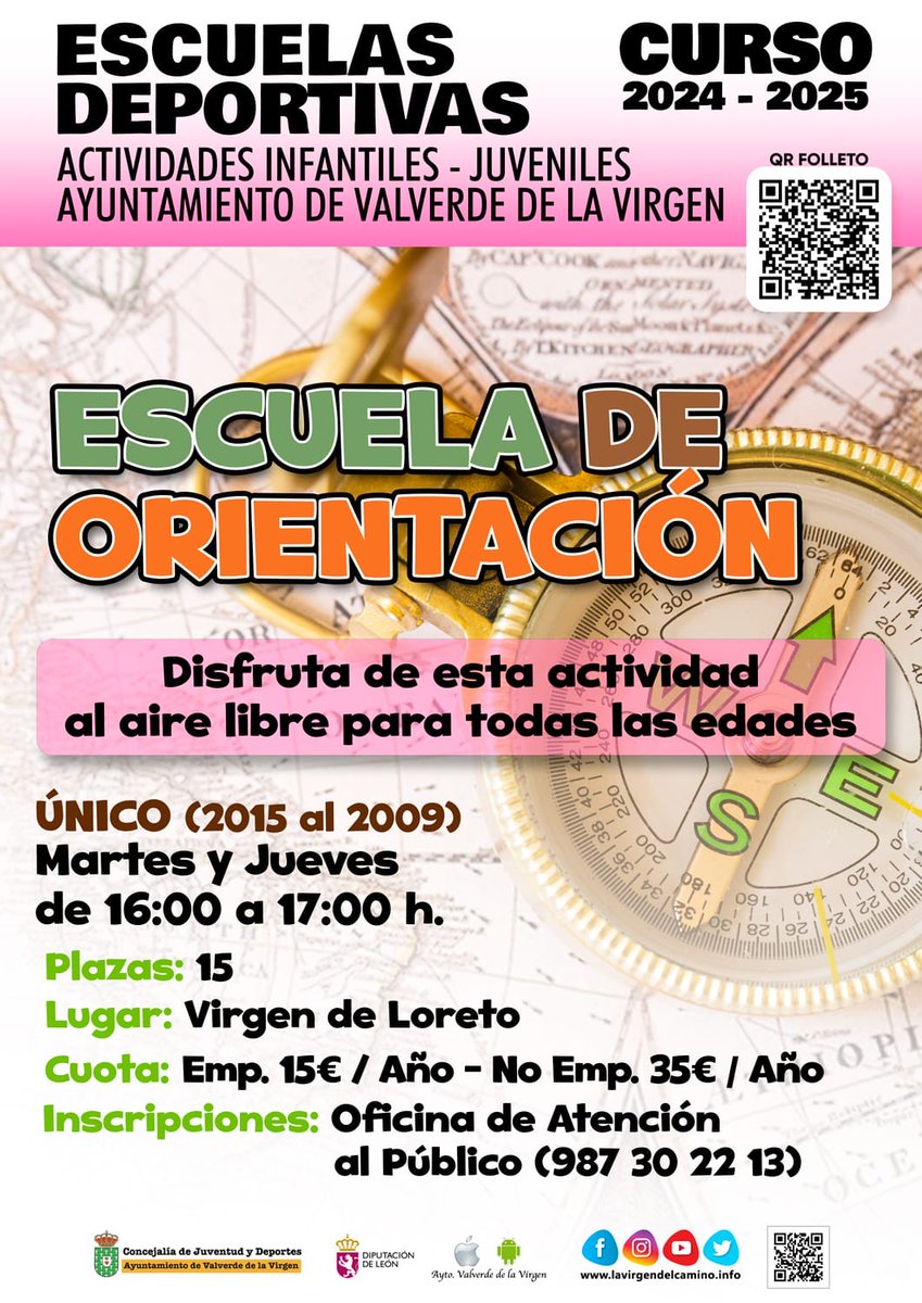 Ultimas plazas para la escuela de orientación de Valverde de la Virgen <a href="/valverdevirgen/">Municipio de Valverde de la Virgen</a>