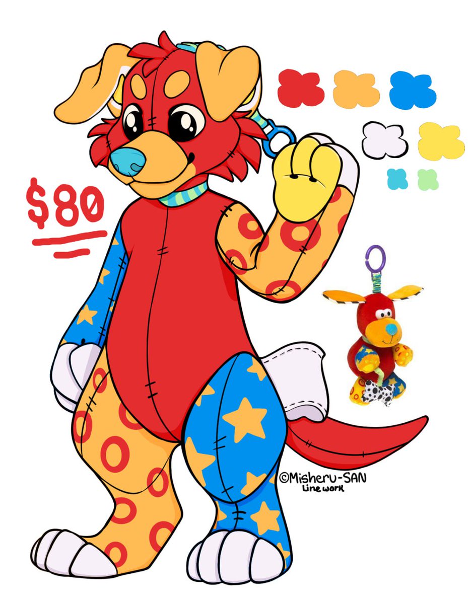 NaptimeHyena's tweet photo. ❤️💙💛 KIDCORE plushie pup ❤️💙💛
Original adopt design by me, line art by Misheru-San. The design was inspired by the baby toy I saw at a thrift store ^^ its even got the little clip on its head #furry #furryadopt #kidcore #adoptable
❤️💙💛OPEN - One time price of 80$❤️💙💛 https://t.co/nMrmp97uKT