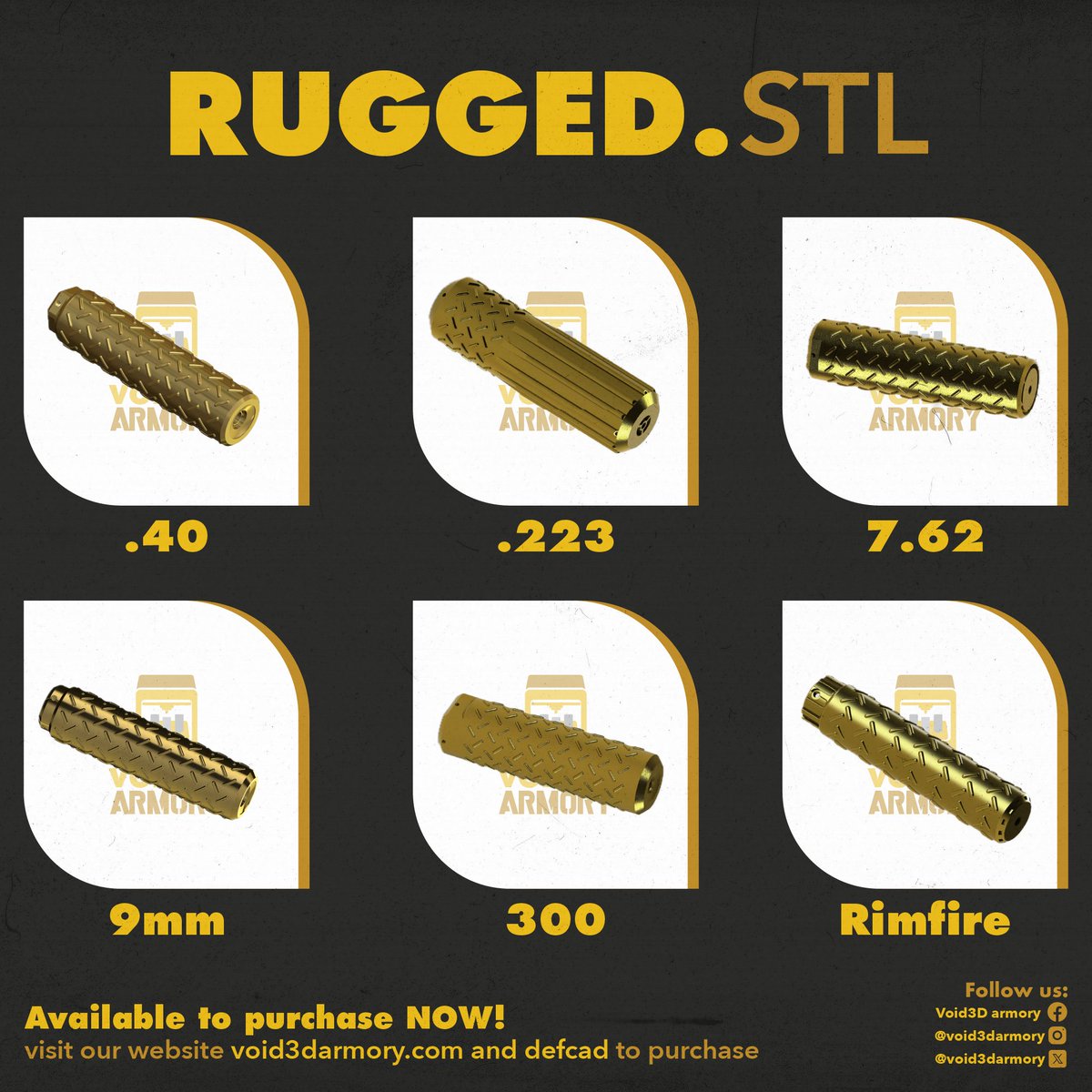 void3darmory's tweet image. Introducing the Rugged Collection! 🔥

➡️ Available now, get it at void3darmory.com/product-page/r…

➡️ Multicalibre Rimfire Suppressor and STL’s available at void3darmory.com and Defcad.

#RuggedCollection #3DPrinted #FirearmTech #SuppressorDesign #STLFiles