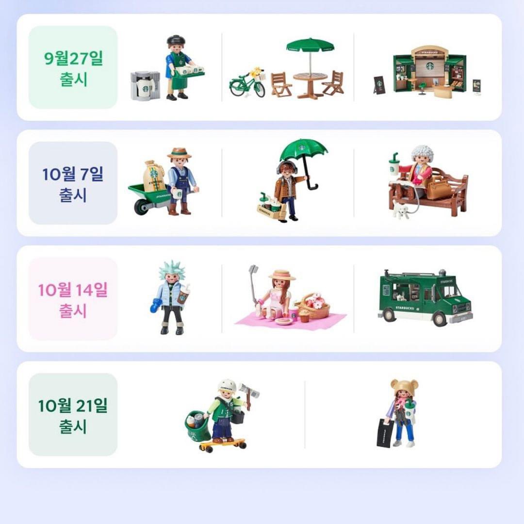 Starbucks Corea ha sacado una serie de referencias de #Playmobil que se pueden comprar en todas sus cafeterías con las bebidas.
