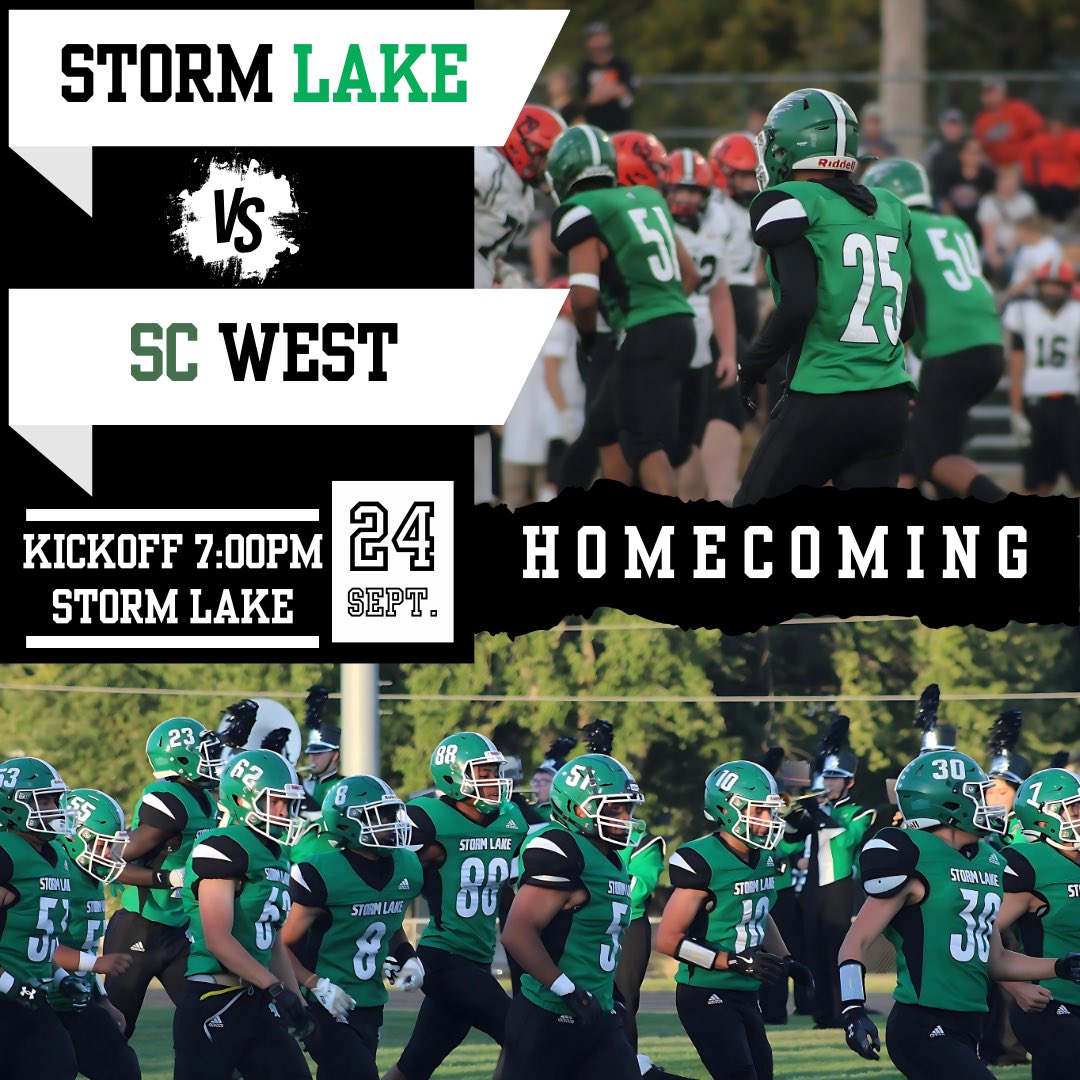 It’s Gameday!  The Tornadoes will host the Sioux City West Wolverines at 7:00 P.M. #GoBigGreen #STA