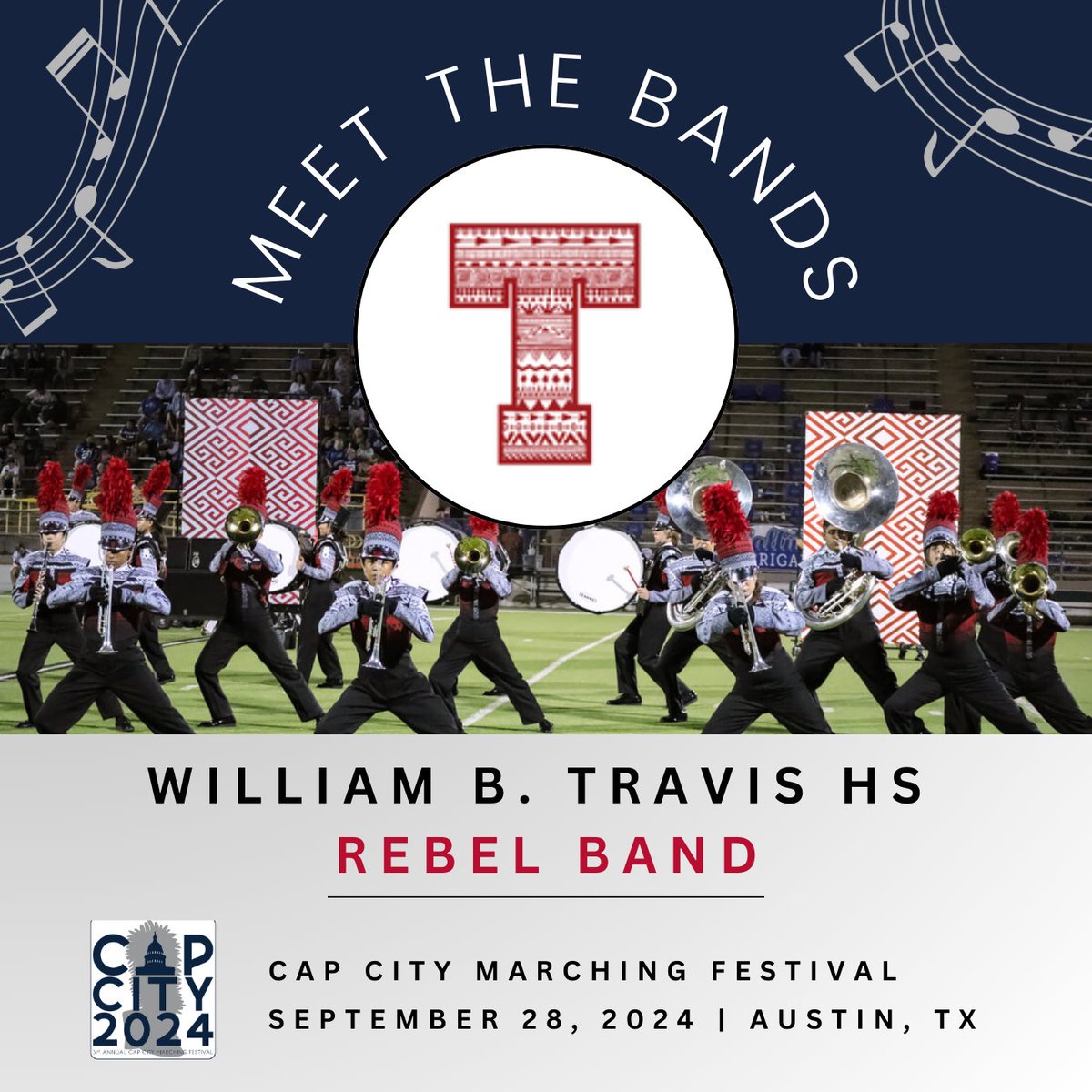 CapCityMarching's tweet photo. Please give a warm welcome to the William B. Travis High School Rebel Band! CapCity 2024 is just days away and we are ready to rock!
#capcitymarching #capcitymarchingfestival
22h https://t.co/R1km1M1F0x